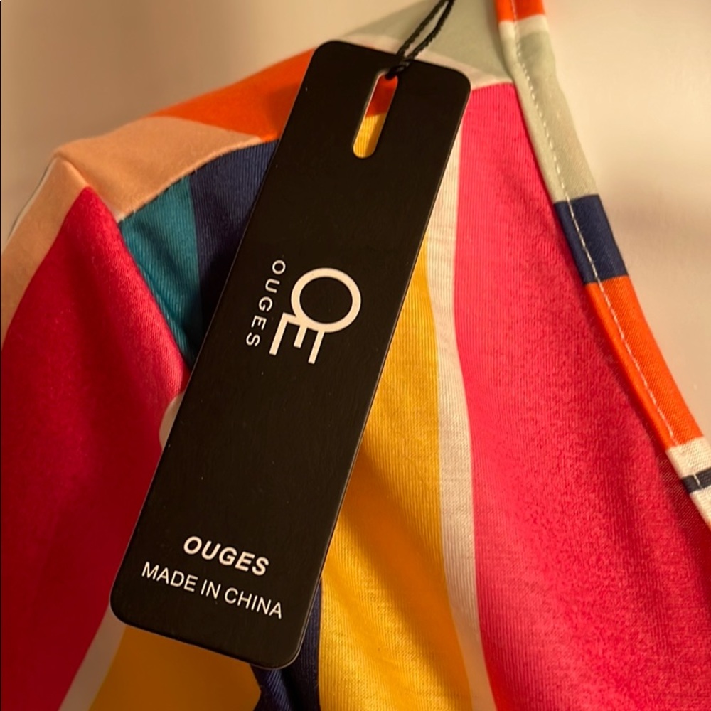 Ouges Stripped Button Down Dress Size Large - image 3